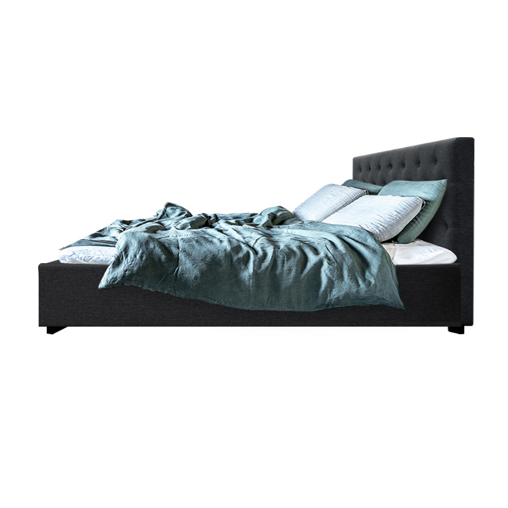 Bed Frame Queen Size Gas Lift Charcoal VILA by Artiss