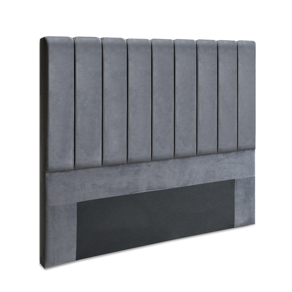 Bed Head Headboard Queen Velvet - VELA Grey by Artiss
