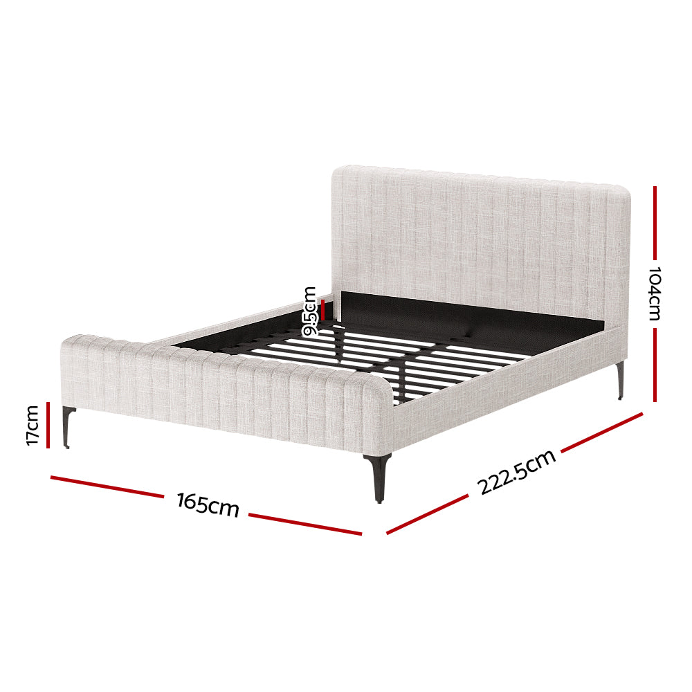 Bed Frame Queen Size Beige AMMY by Artiss