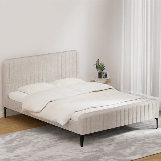 Bed Frame Queen Size Beige AMMY by Artiss