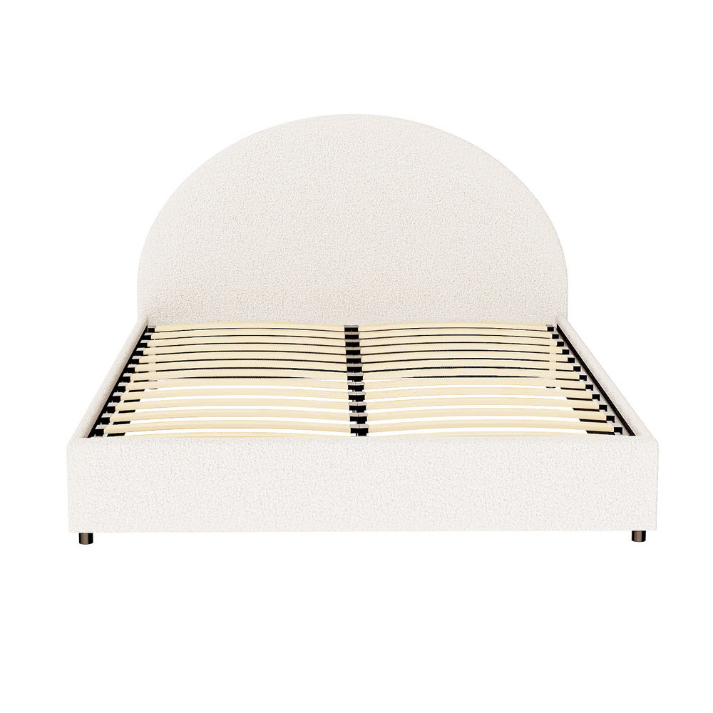 Bed Frame Gas Lift Strorage Beds Base Platform Boucle Fabric Queen ELLA by Artiss