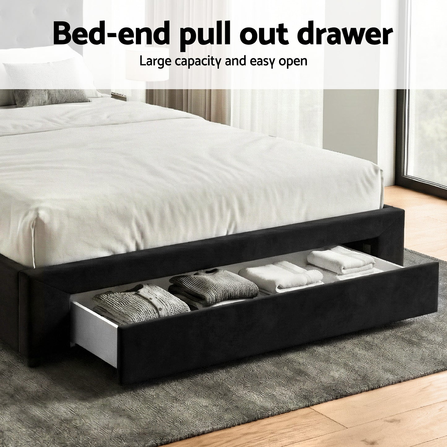 Queen Bed Frame Storage Charging Station Upholstered 3 Drawers USB Type-C by Artiss