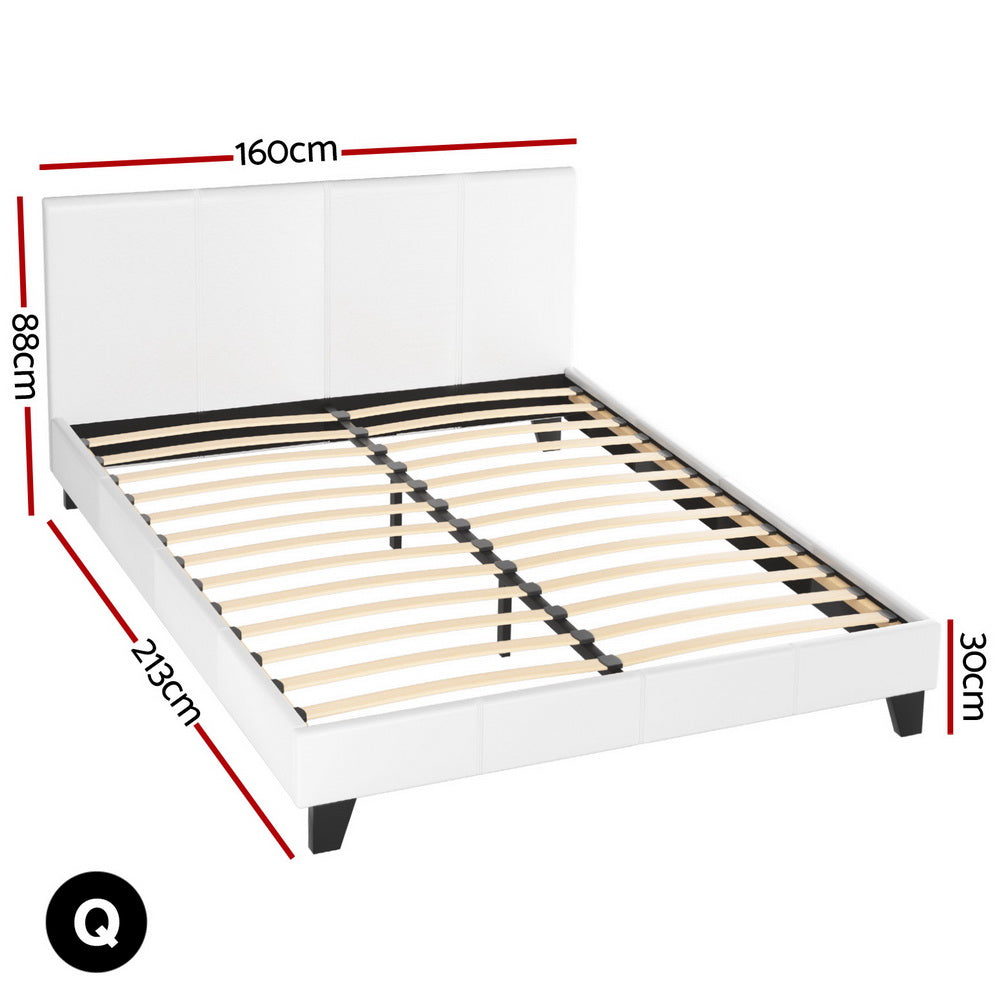 Bed Frame Queen Size White NEO by Artiss