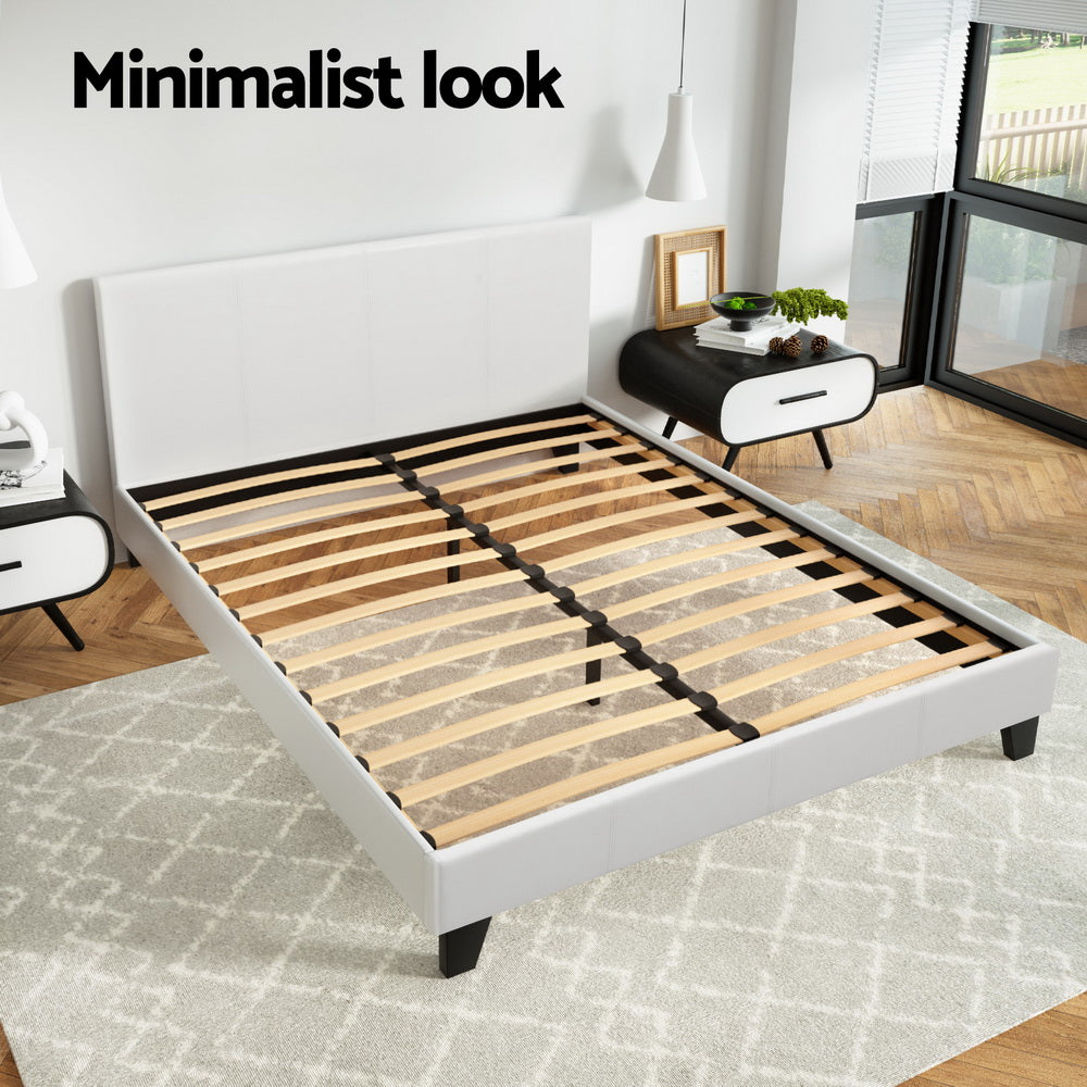 Bed Frame Queen Size White NEO by Artiss