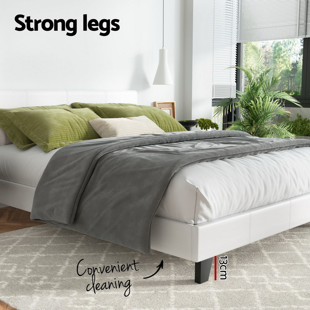 Bed Frame Queen Size White NEO by Artiss