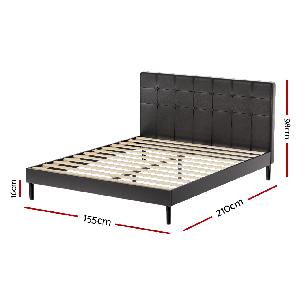 Bed Frame Queen Size LED Black RAVI by Artiss