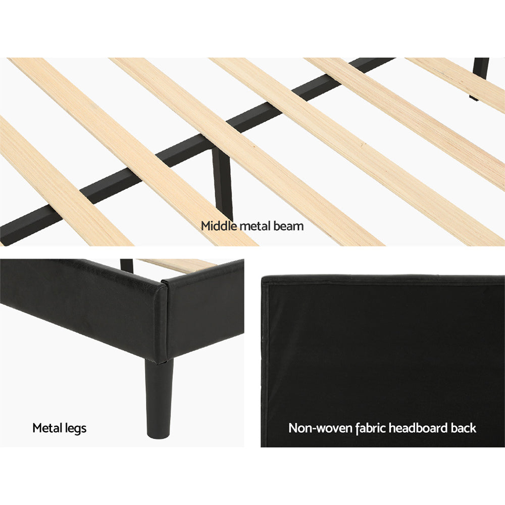 Bed Frame Queen Size LED Black RAVI by Artiss