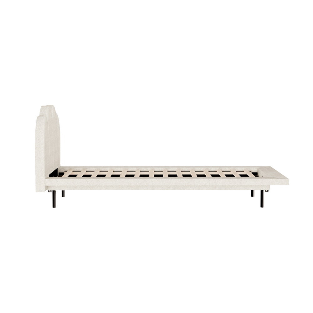 Bed Frame Single Size Boucle Beige SASA By Artiss