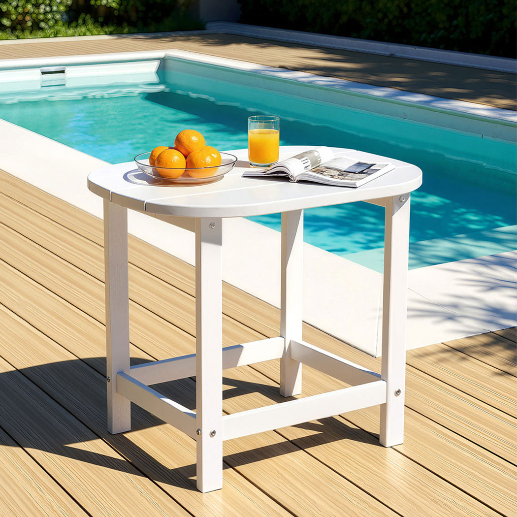 Gardeon Outdoor Coffee Side Table HDPE Desk Patio Furniture Camping Garden White