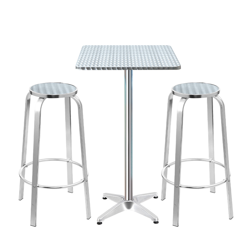 3-Piece Outdoor Bar Set Bistro Table Stools Adjustable Square Cafe By Gardeon