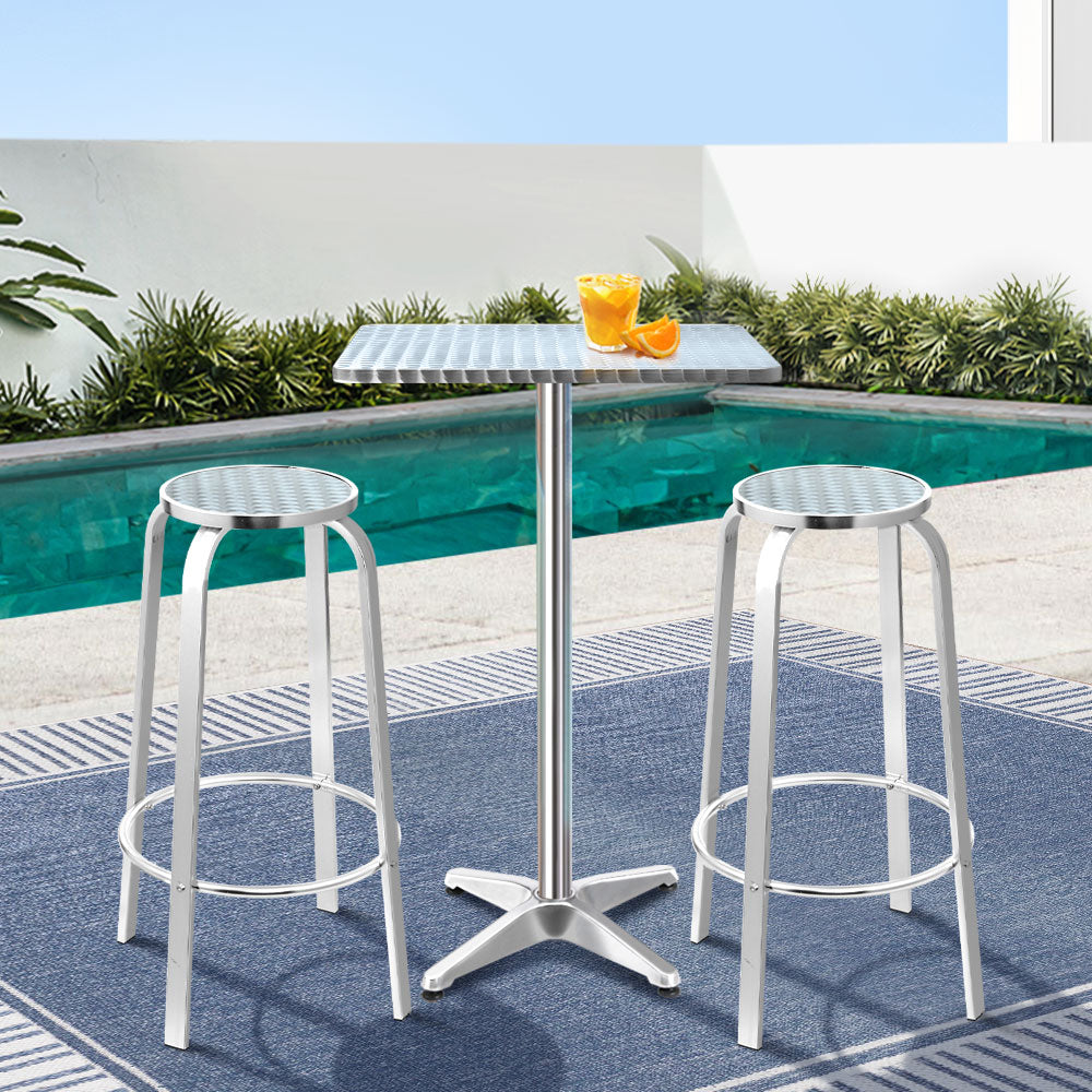 3-Piece Outdoor Bar Set Bistro Table Stools Adjustable Square Cafe By Gardeon