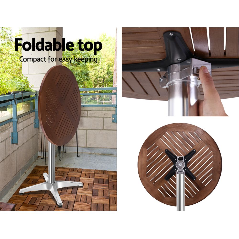 3-Piece Outdoor Bar Set Bistro Table Stools Adjustable Wooden Cafe By Gardeon