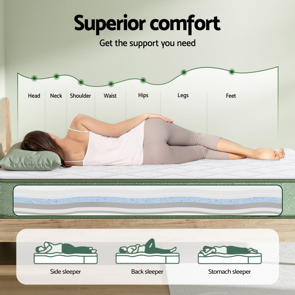 Queen25cm Memory Foam Mattress Dual Layer Zipper Cover Cool Charcoal Foam Mattresses by Giselle Bedding