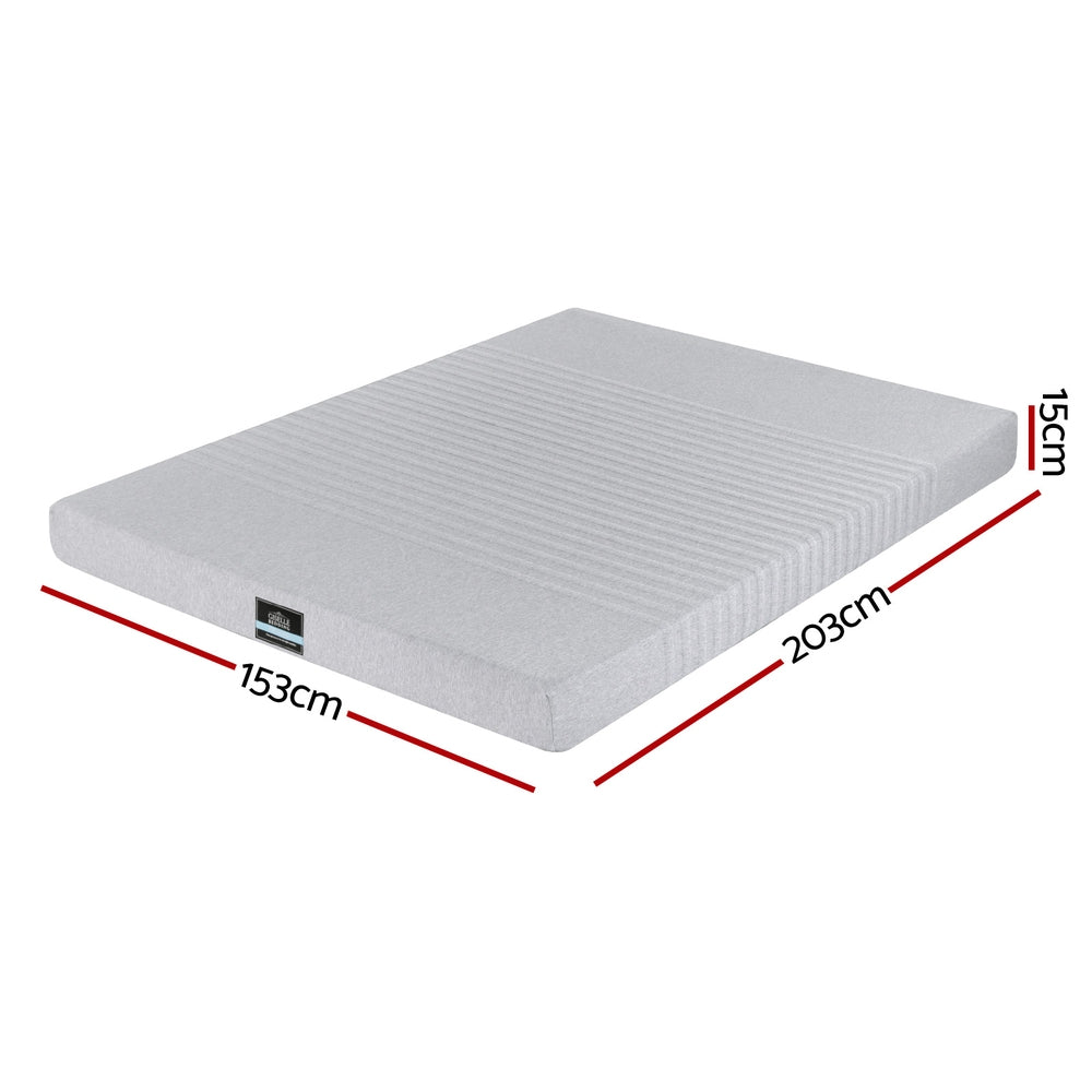 Cool Gel  Queen Memory Foam Mattress Charcoal 7-Zone Washable Bamboo Cover 15cm by Giselle Bedding