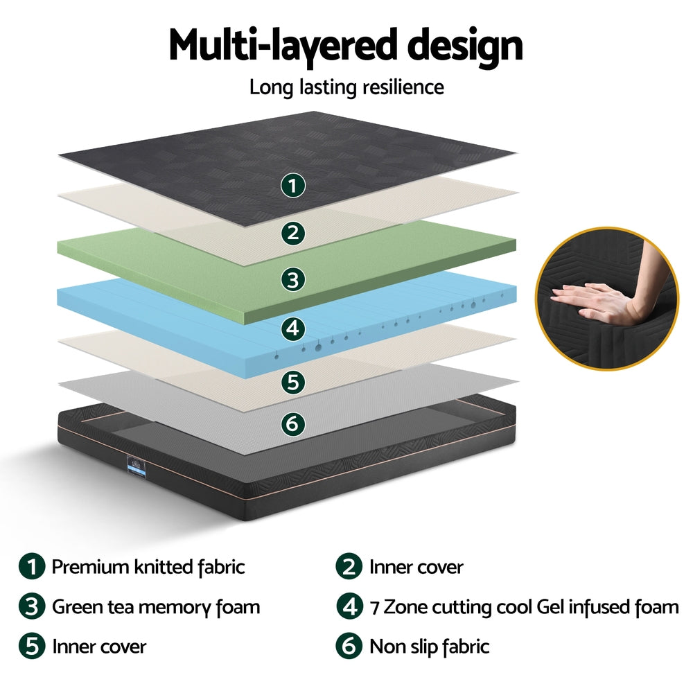 Queen18cm Memory Foam Mattress Green Tea Foam Cool Gel Foam Mattresses by Giselle Bedding