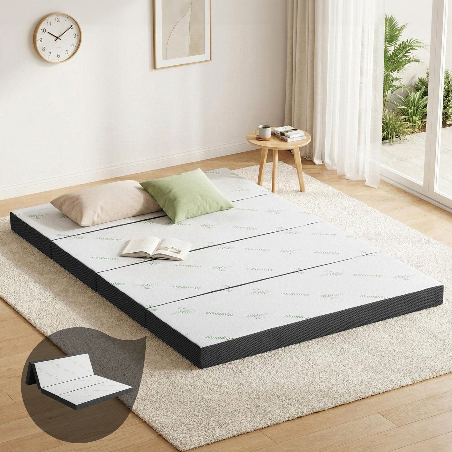 Foldable Mattress Folding Foam Mattresses Bamboo Double by Giselle Bedding