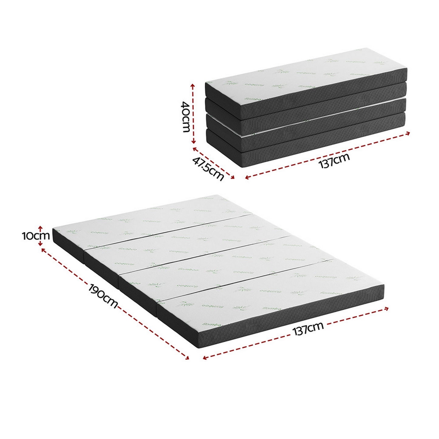 Foldable Mattress Folding Foam Mattresses Bamboo Double by Giselle Bedding