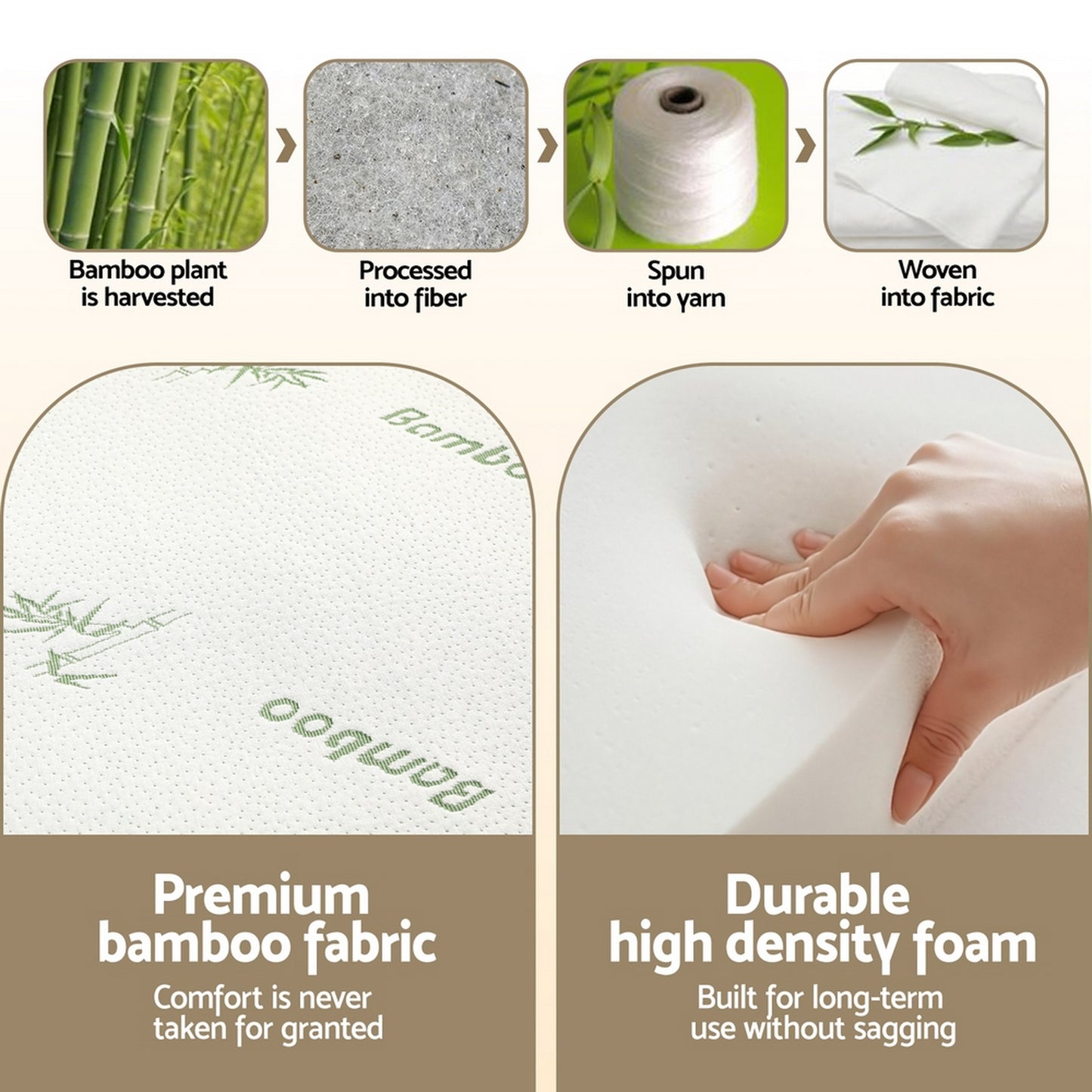 Foldable Mattress Folding Foam Mattresses Bamboo Double by Giselle Bedding