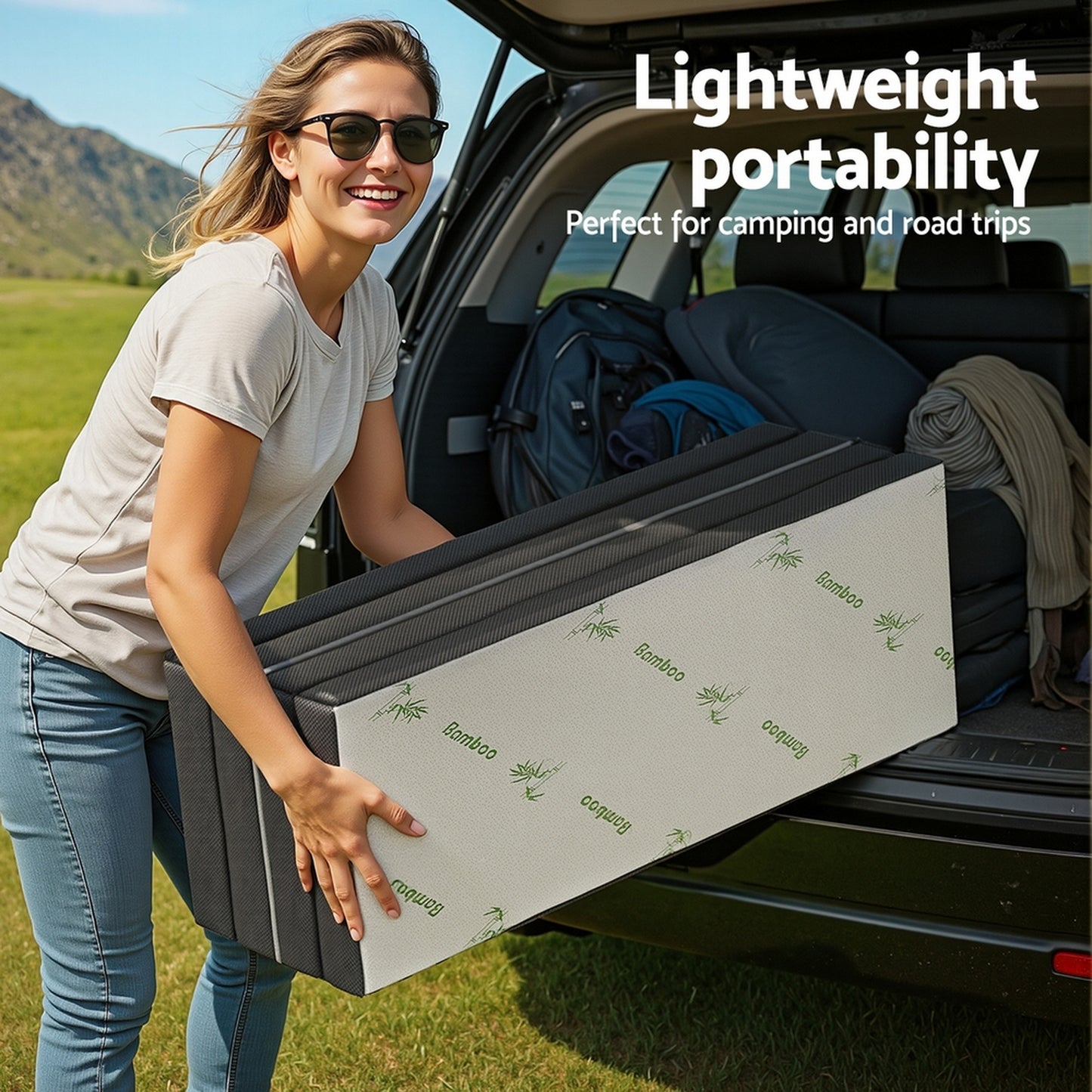 Foldable Mattress Folding Foam Mattresses Bamboo Double by Giselle Bedding