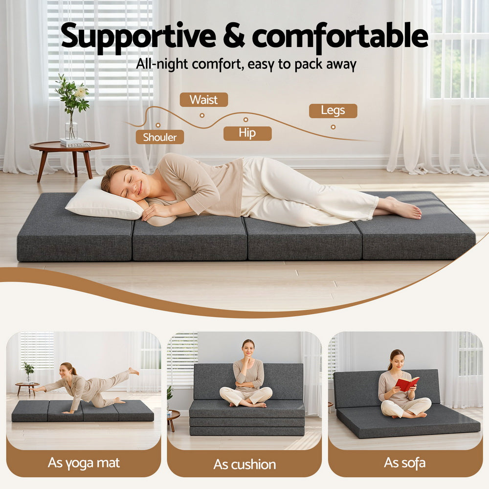 Queen Foldable Mattress Folding Foam Mattresses Portable Mat by Giselle Bedding