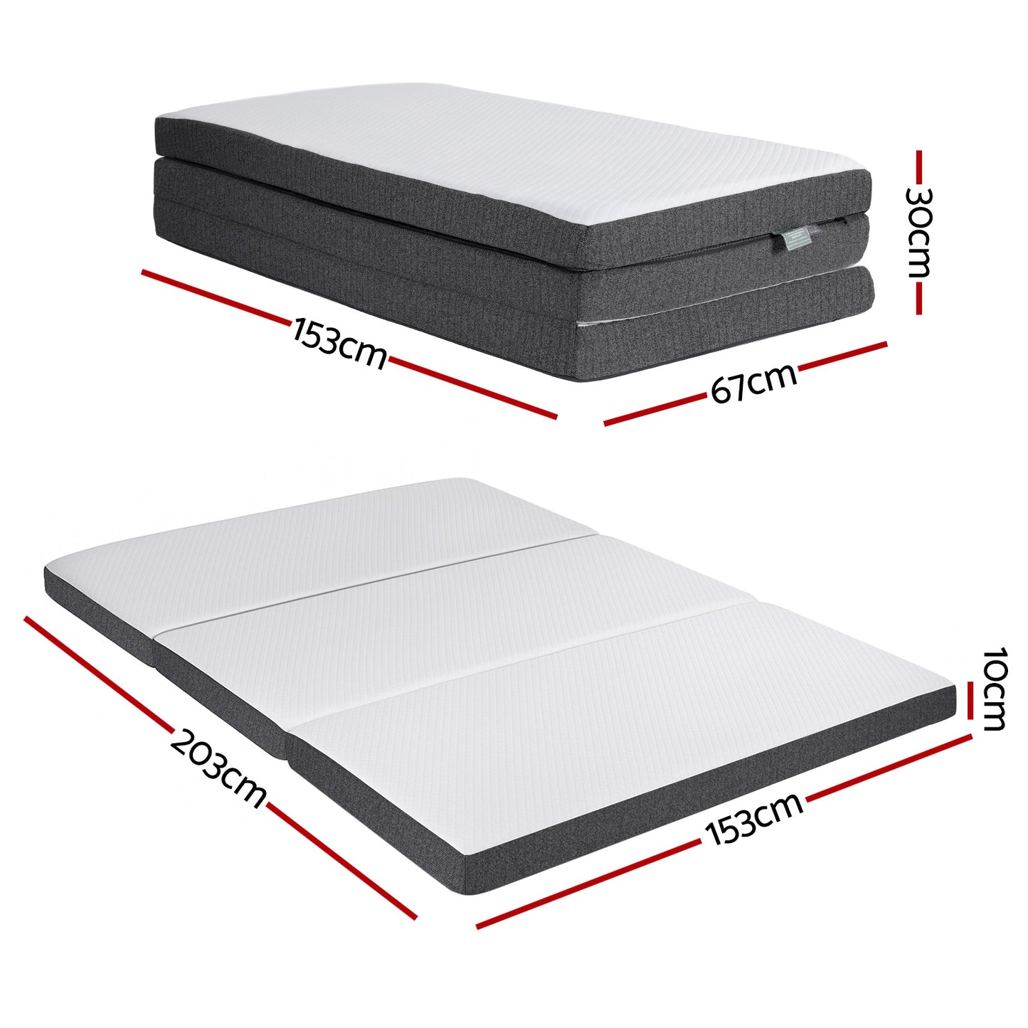 Queen Foldable Mattress Folding Sofa Bed Tri-Fold Memory Foam Tencel by Giselle Bedding