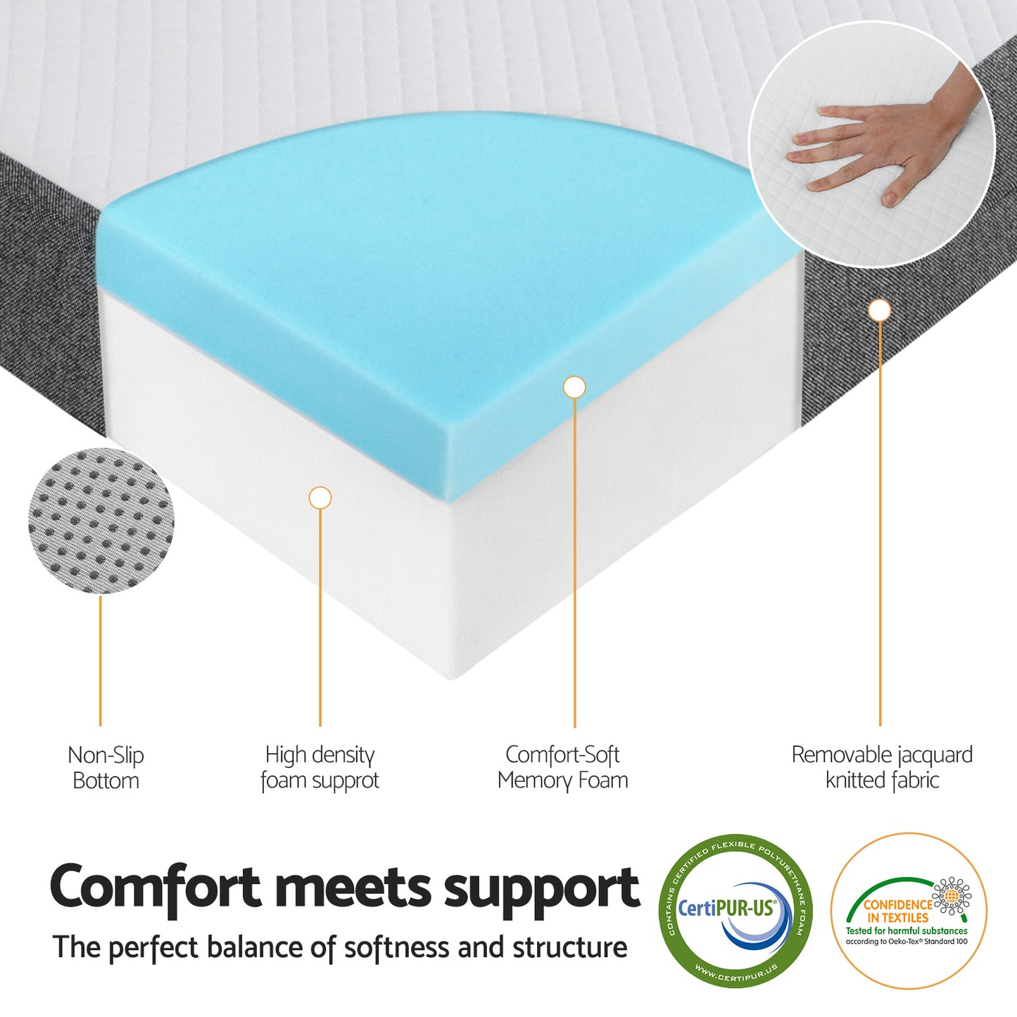 Queen Foldable Mattress Folding Sofa Bed Tri-Fold Memory Foam Tencel by Giselle Bedding