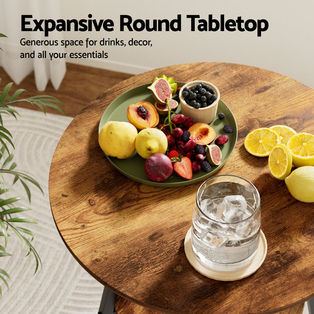 Industrial Bar Table with 2-Tier Organizer Weather-Resistant MDF Top Steel Frame By Artiss