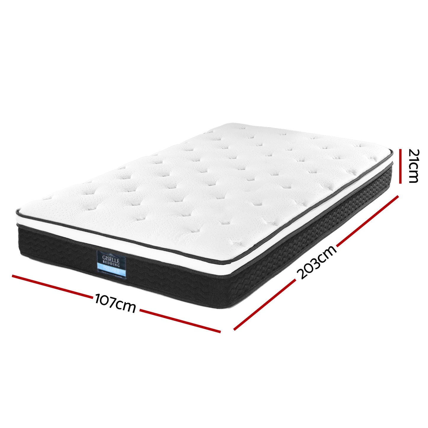 21cm Mattress Euro Top King Single by Giselle Bedding