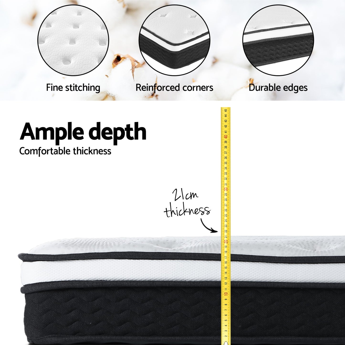 Queen 21cm Mattress Euro Top by Giselle Bedding