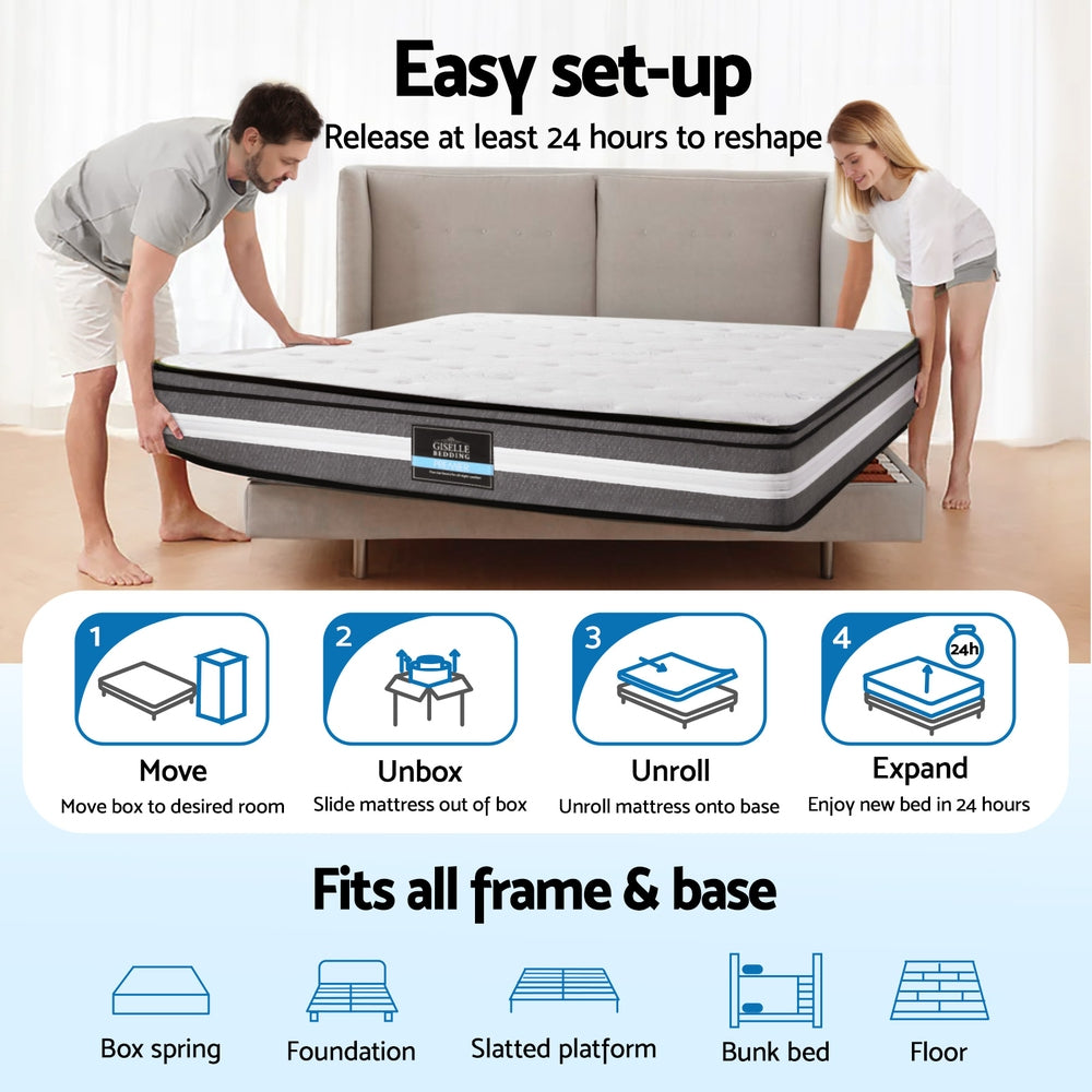 Queen 30cm Mattress Gel Foam Pocket Spring by Giselle Bedding