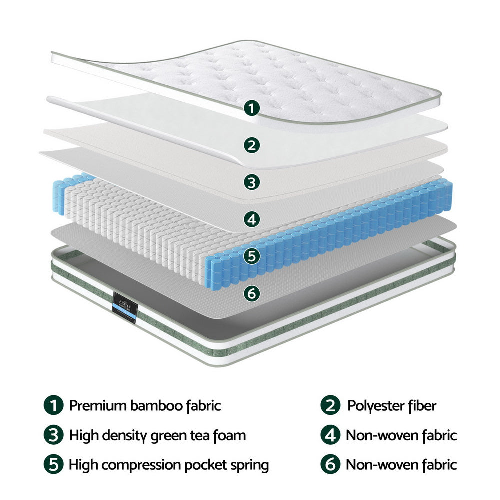 Queen 20cm Mattress Green Tea Mattresses by Giselle Bedding