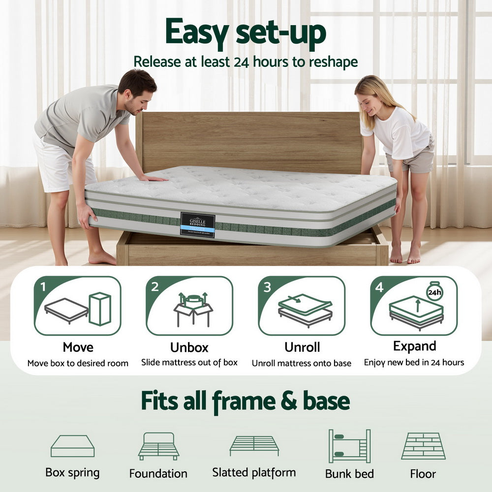 Queen 20cm Mattress Green Tea Mattresses by Giselle Bedding