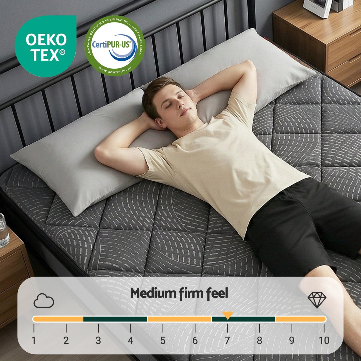 Queen Bedding Mattress 25cm Pocket Spring Latex Euro Top Medium Firm Bed by Giselle Bedding