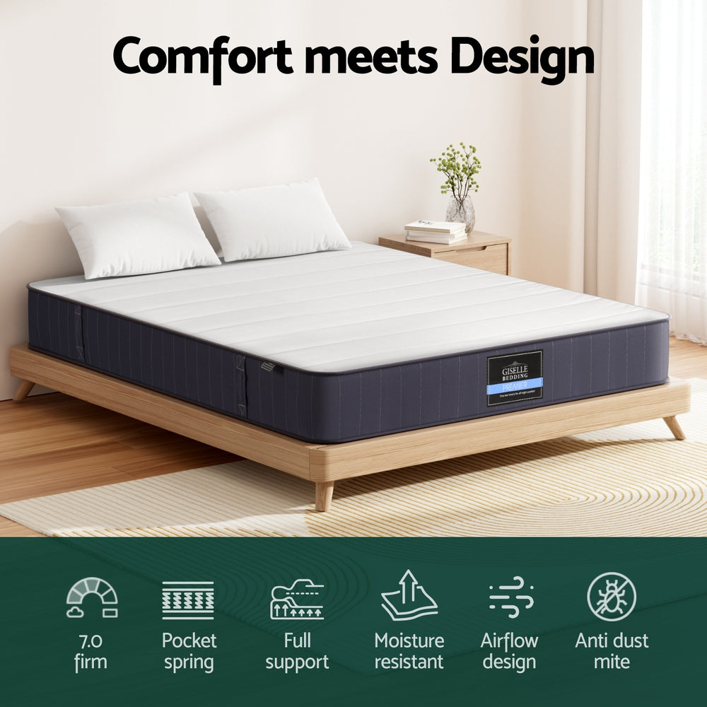 Queen 20cm Mattress Bed Pocket Spring Mattresses by Giselle Bedding