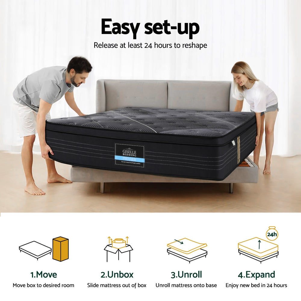 Queen 35cm Mattress Bed Bamboo Pocket Firm Foam