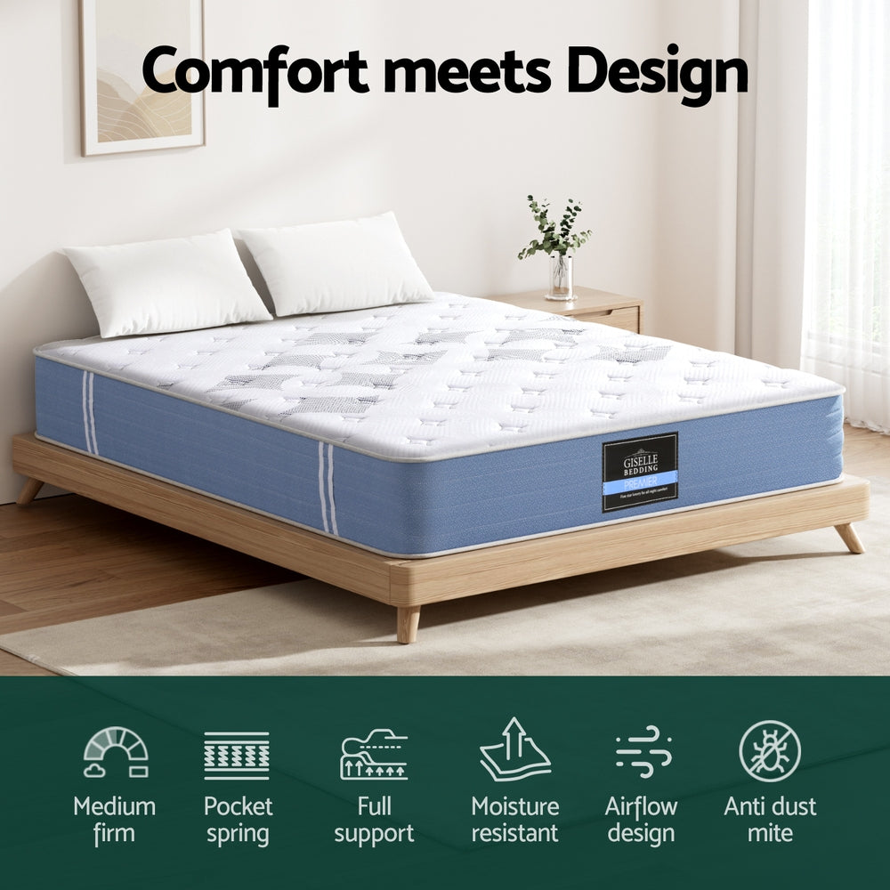 25cm Mattress Double Bed Pocket Spring Mattresses by Giselle Bedding
