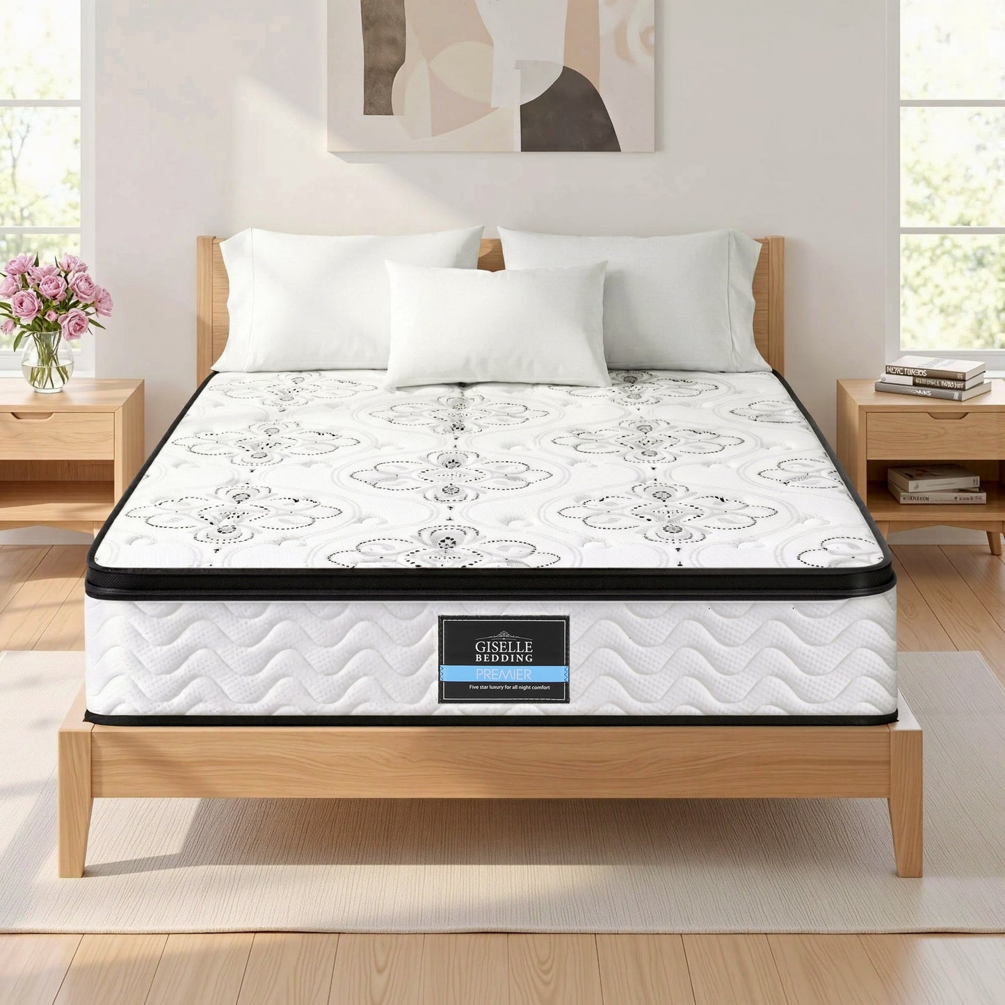 Queen Mattress 30cm Pocket Spring Euro Top Medium Firm Foam by Giselle Bedding