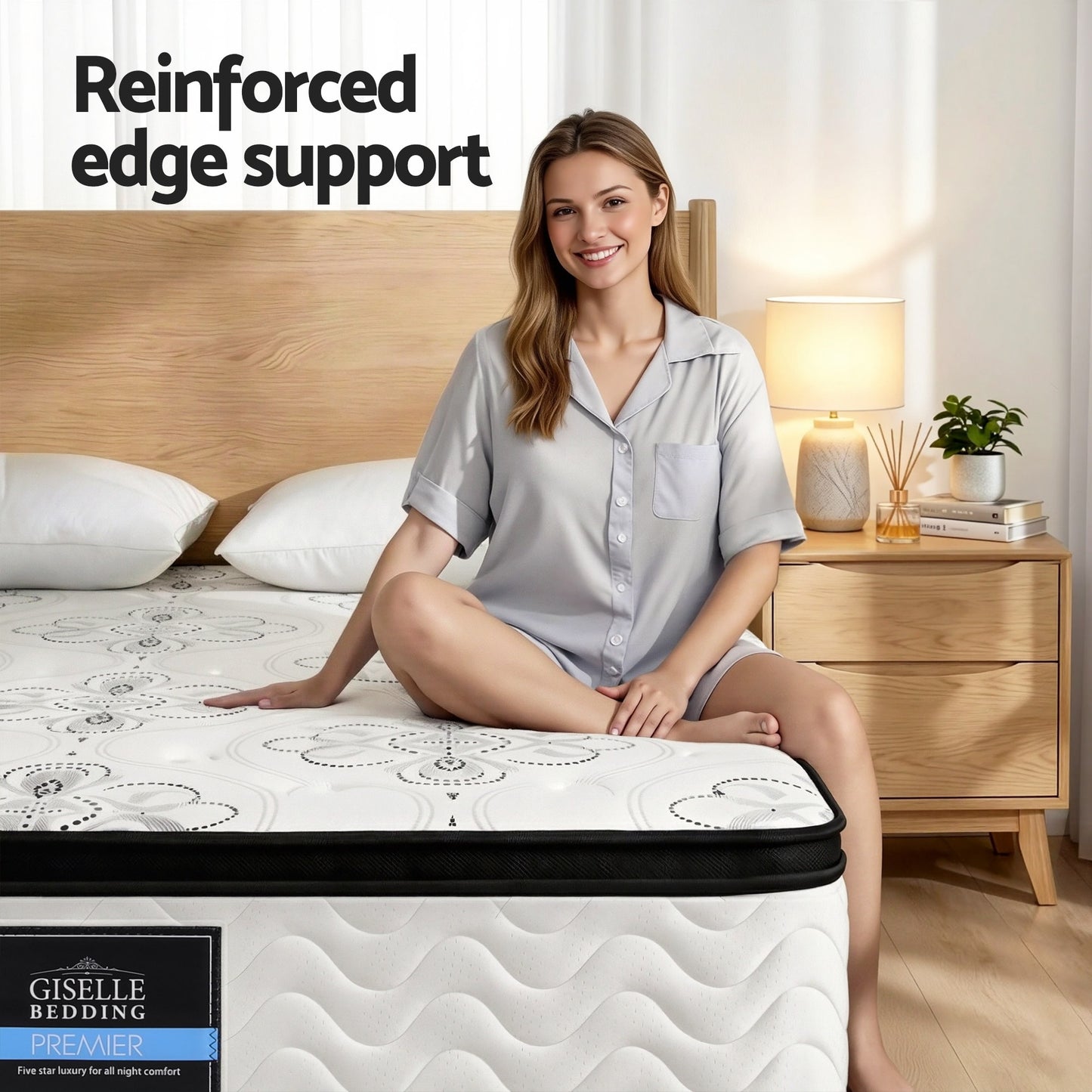 Queen Mattress 30cm Pocket Spring Euro Top Medium Firm Foam by Giselle Bedding