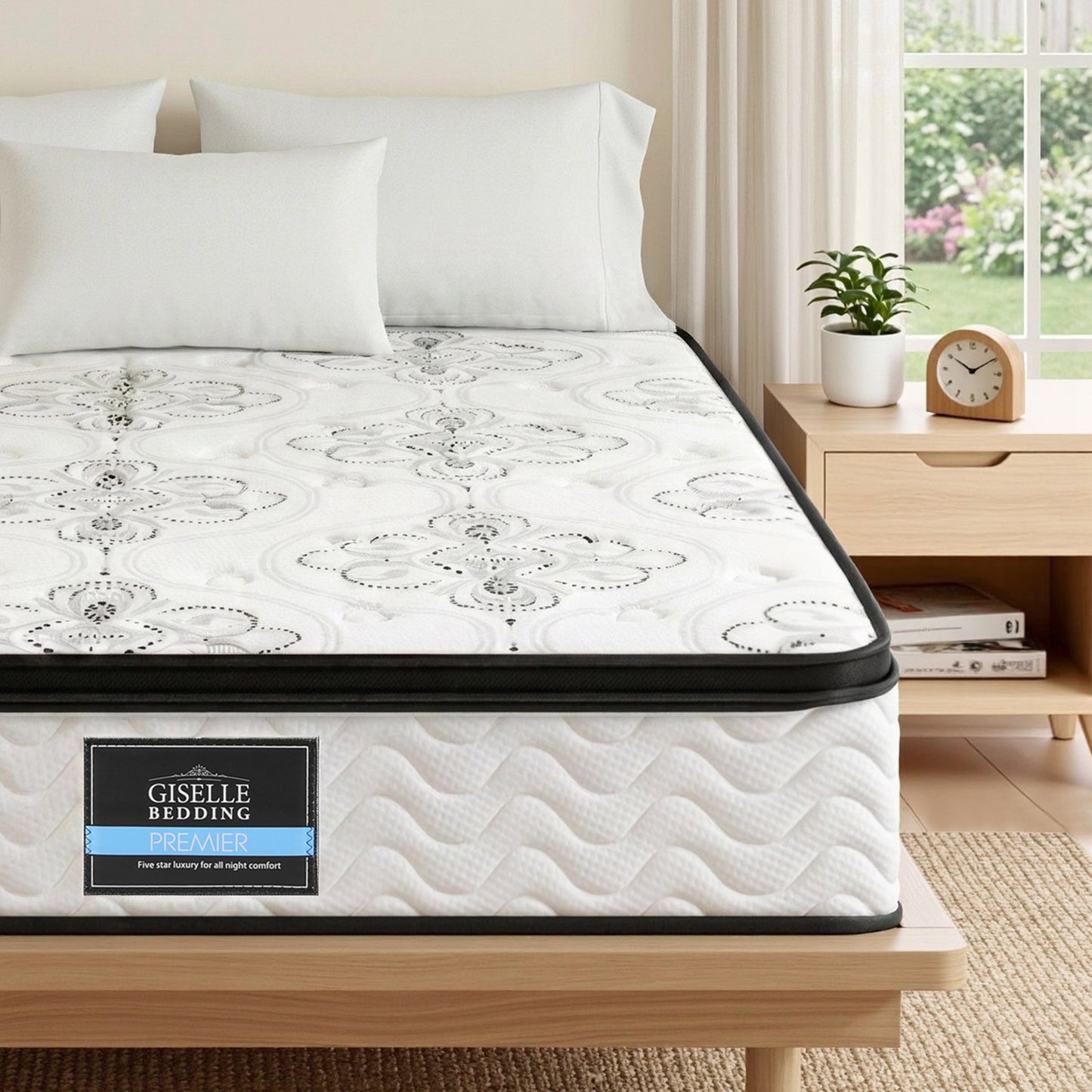Queen Mattress 30cm Pocket Spring Euro Top Medium Firm Foam by Giselle Bedding