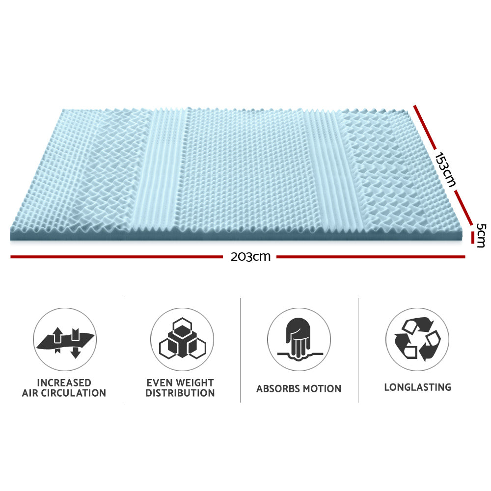 Queen Memory Foam Mattress Topper 7-Zone 5cm by Giselle Bedding
