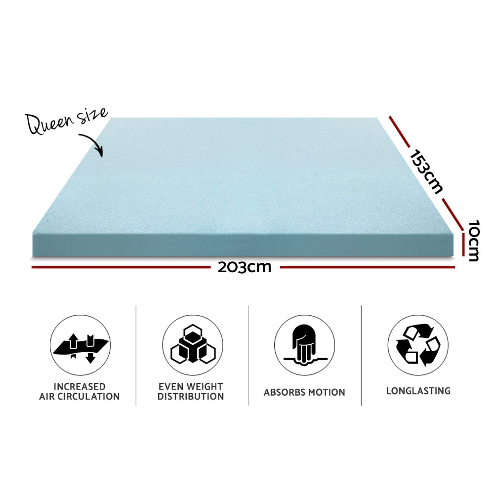 Memory Foam Queen Mattress Topper Cool Gel 10cm Giselle Bedding