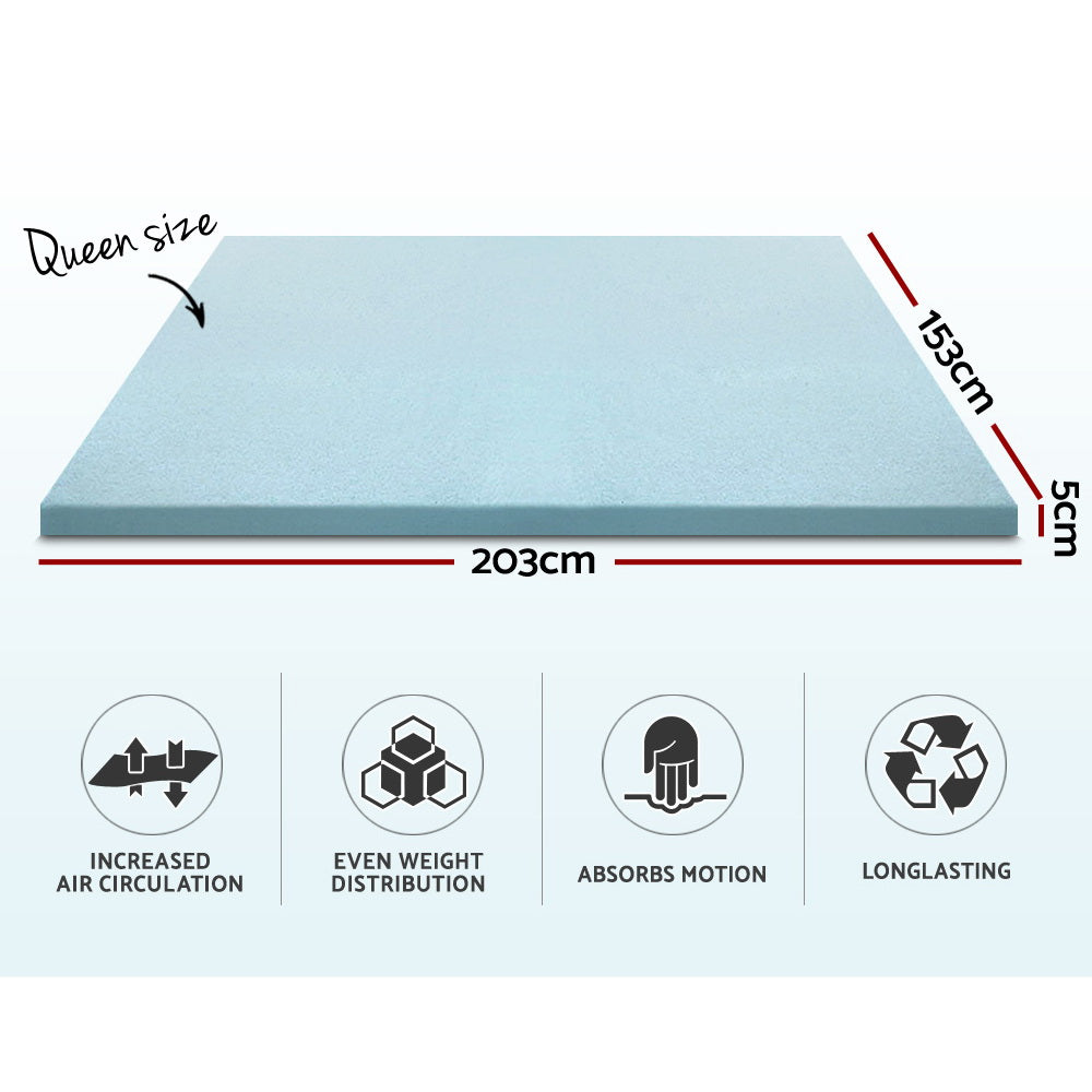 Queen Memory Foam Mattress Topper Cool Gel 5cm by Giselle Bedding