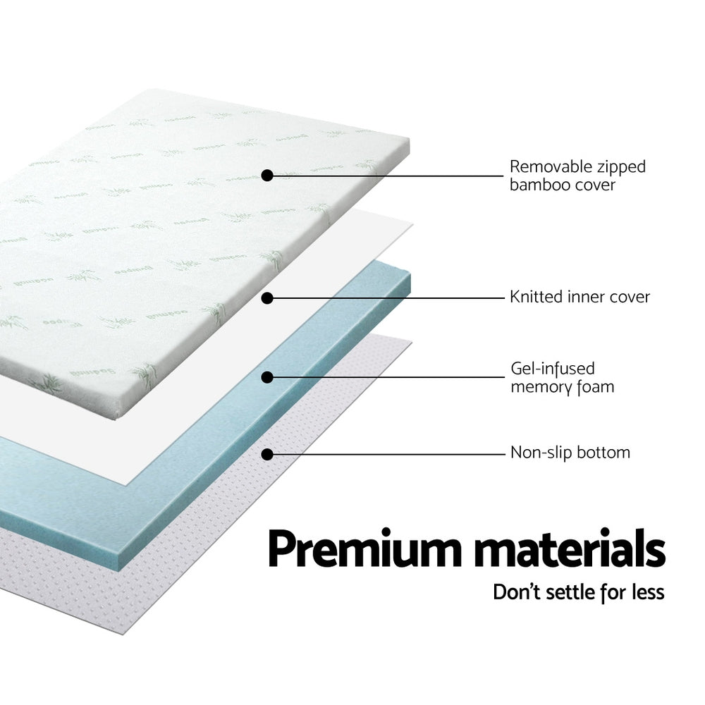 Queen Memory Foam Mattress Topper Cool Gel 5cm by Giselle Bedding