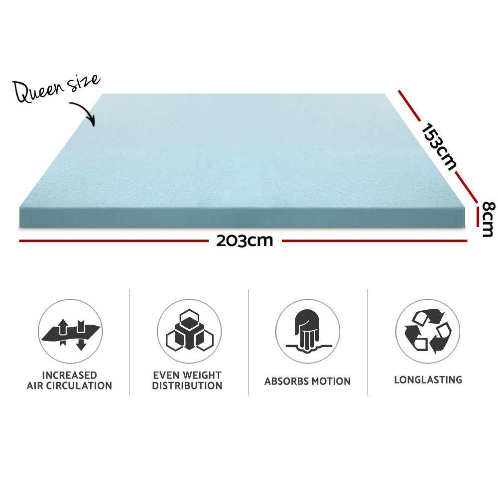 Memory Foam Queen Mattress Topper Cool Gel 8cm by Giselle Bedding