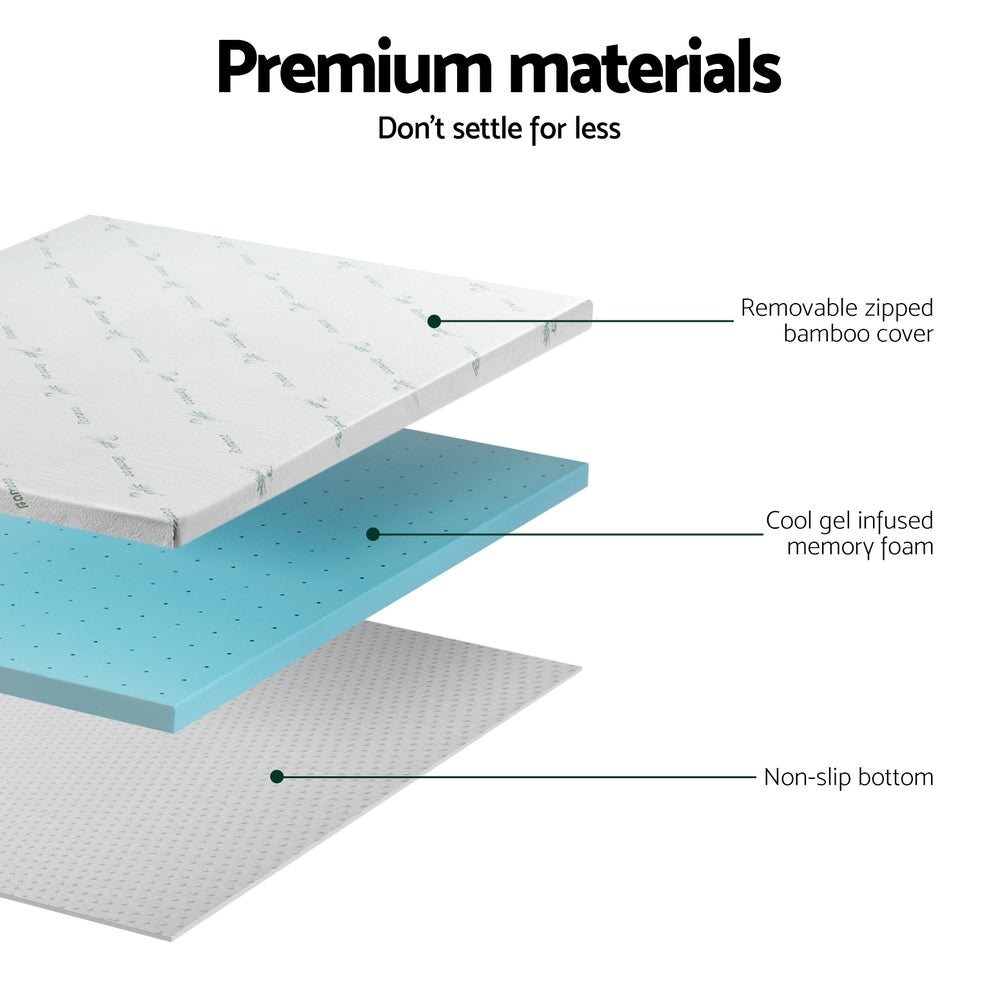 Queen Memory Foam Mattress Topper Ventilated Cool Gel 5cm by Giselle Bedding