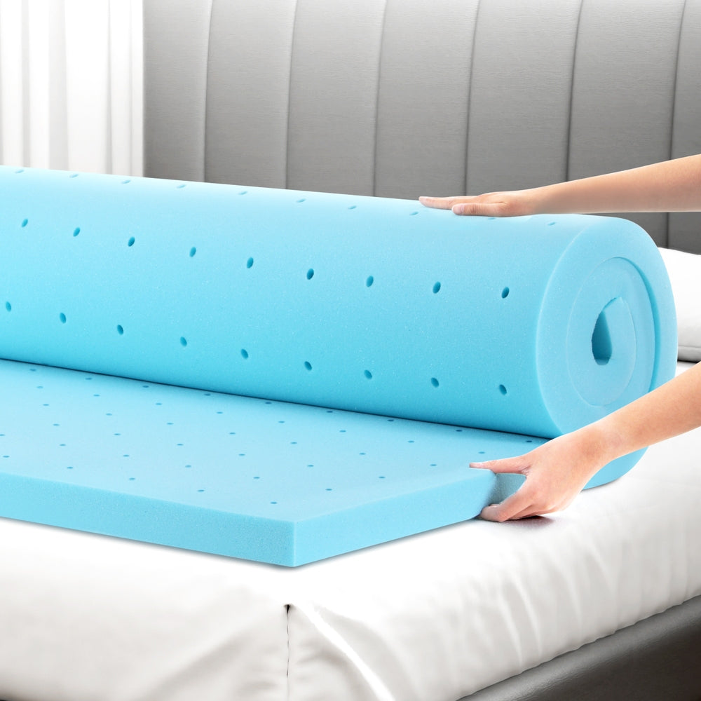 Queen Memory Foam Mattress Topper Ventilated Cool Gel 5cm by Giselle Bedding