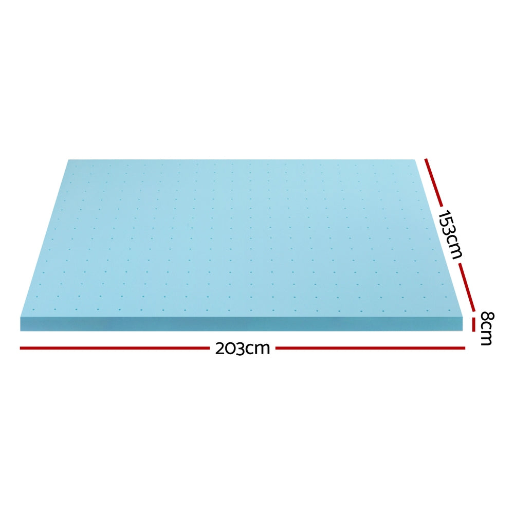 Queen Memory Foam Mattress Topper Ventilated Cool Gel 8cm by Giselle Bedding