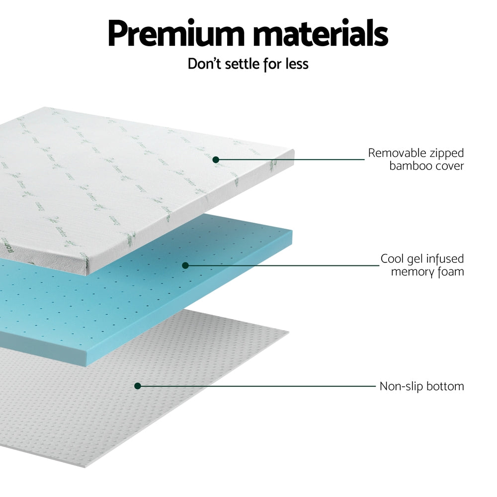 Queen Memory Foam Mattress Topper Ventilated Cool Gel 8cm by Giselle Bedding