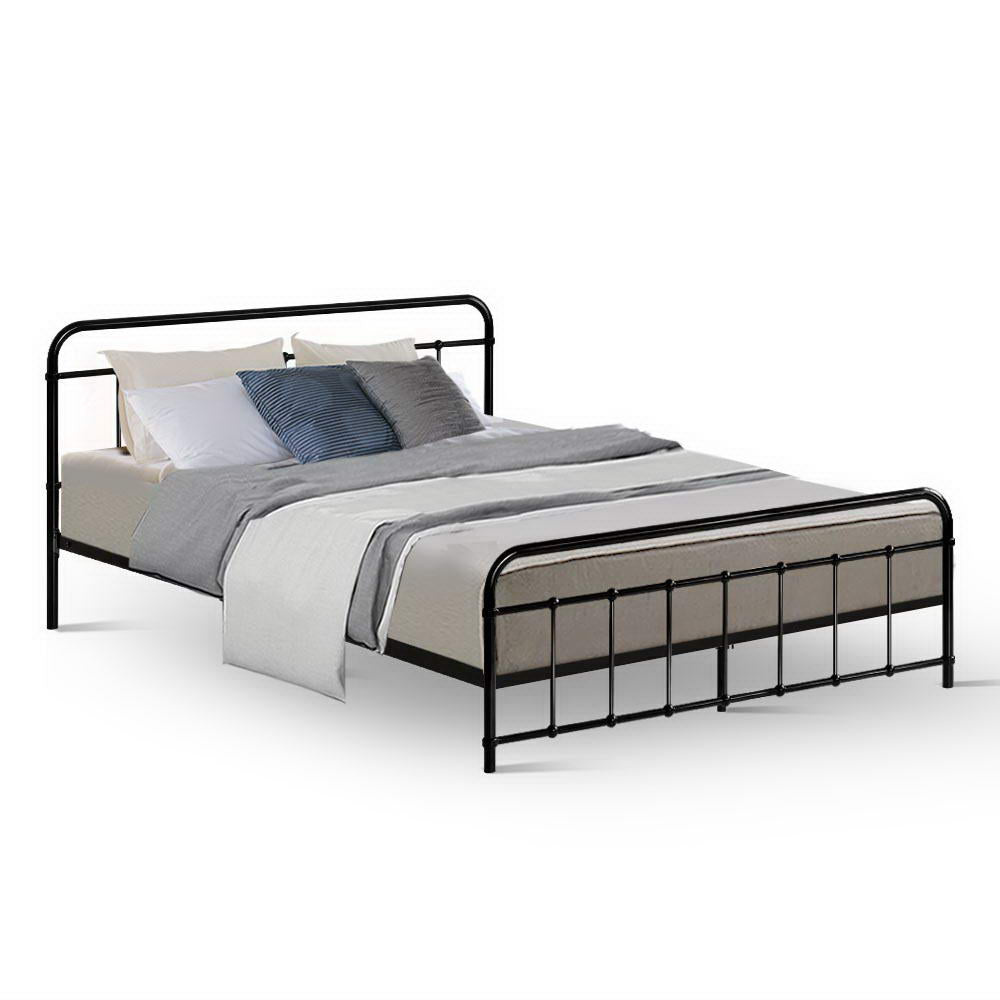 Queen Bed Frame Metal Bed Frame LEO - (Black) by Artiss
