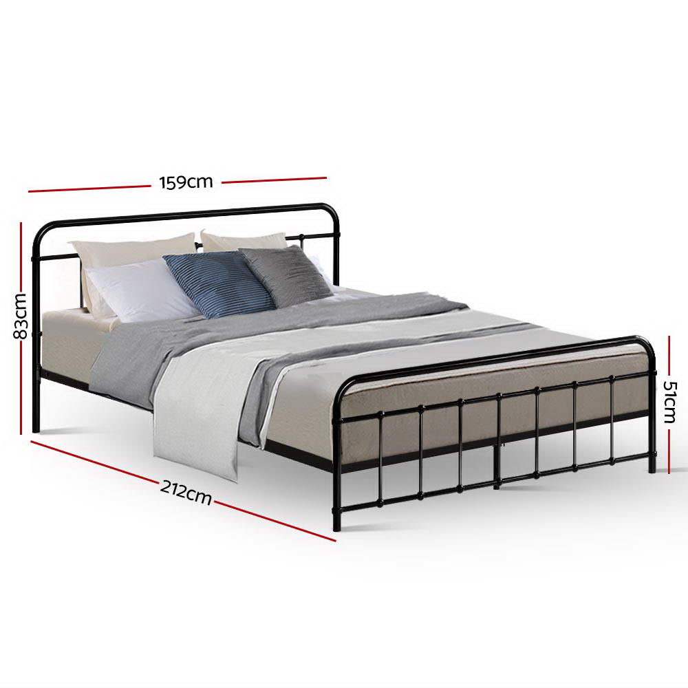 Queen Bed Frame Metal Bed Frame LEO - (Black) by Artiss